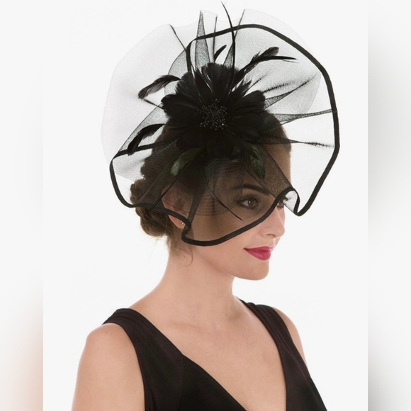 SAFERIN Accessories - SAFERIN Feather Flower Veil Wedding Party Tea Hat #845
